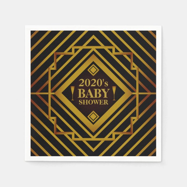 Gatsby Gold 2020's Baby Shower Napkin (Front)