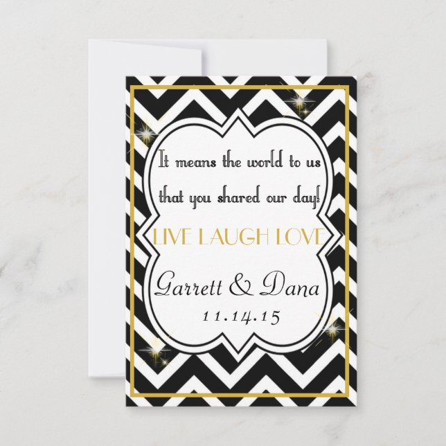 Gatsby Gold Wedding Suite Thank You Party Table Invitation (Front)