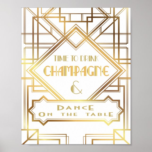 Gatsby inspired Time to Drink Champagne Poster (Front)