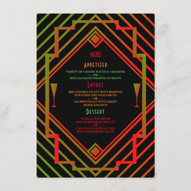 Gatsby Miami 1920's New Year Menu (Front)