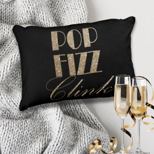Gatsby party Gold and Black Pop Fizz Clink Accent Pillow