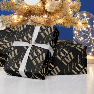 Gatsby party Gold and Black Pop Fizz Clink Wrapping Paper