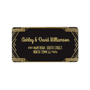 Gatsby Return Address Label Art Deco Wedding 1920s