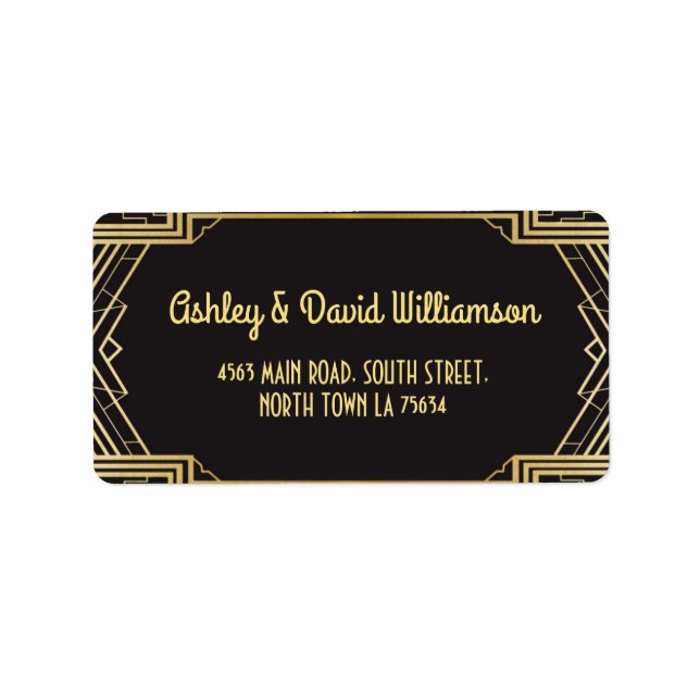 Gatsby Return Address Label Art Deco Wedding 1920s (Front)