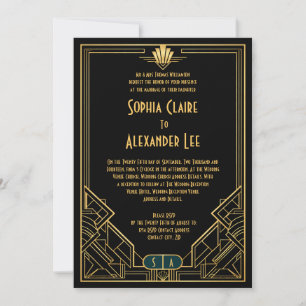 Gatsby Style Art Deco Wedding Invitation