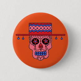 Gaucho Sugar Skull 2 Inch Round Button