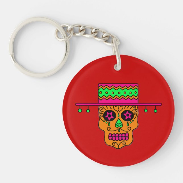 Gaucho Sugar Skull Keychain (Front)
