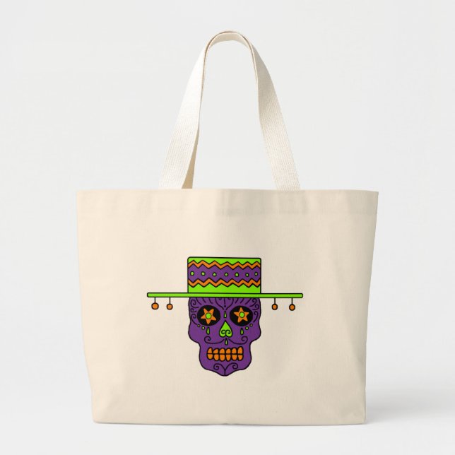 Gaucho Sugar Skull Large Tote Bag (Front)