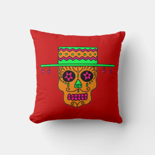 Gaucho Sugar Skull Throw Pillow