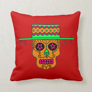 Gaucho Sugar Skull Throw Pillow