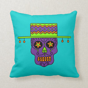 Gaucho Sugar Skull Throw Pillow