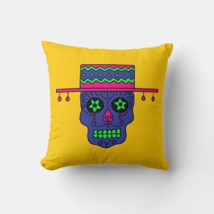 Gaucho Sugar Skull Throw Pillow