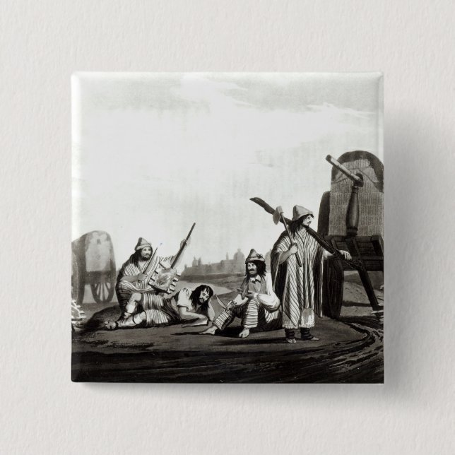 Gauchos  of Tucuman, 1820 2 Inch Square Button (Front)