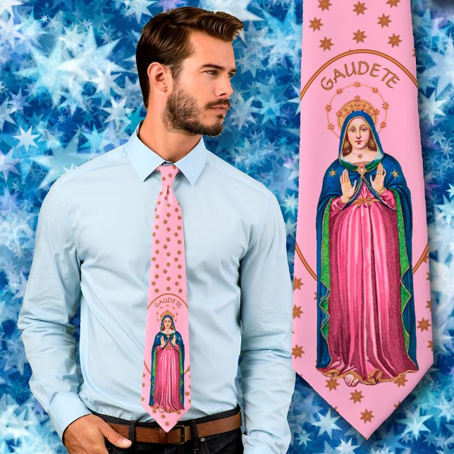Gaudete! (English: Rejoice!) Standing BVM Advent Tie (Creator Uploaded)