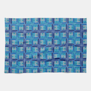 Gaudí cobalt blue square mosaic kitchen towel