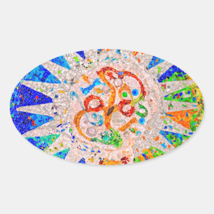 Gaudi Detail Blue Oval Sticker