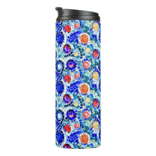 Gaudi Inspired Multicolor Mosaic Pattern Thermal T Tumbler
