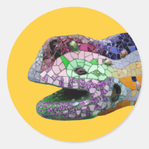 Gaudi Lizard Head Mosaics Classic Round Sticker
