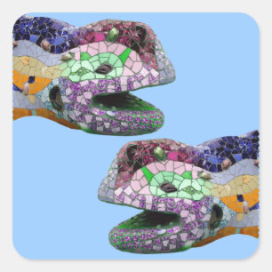 Gaudi Lizard Head Mosaics Square Sticker