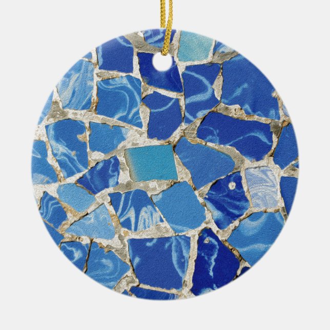 Gaudi Mosaics With an Oil Touch Ceramic Ornament (Front)