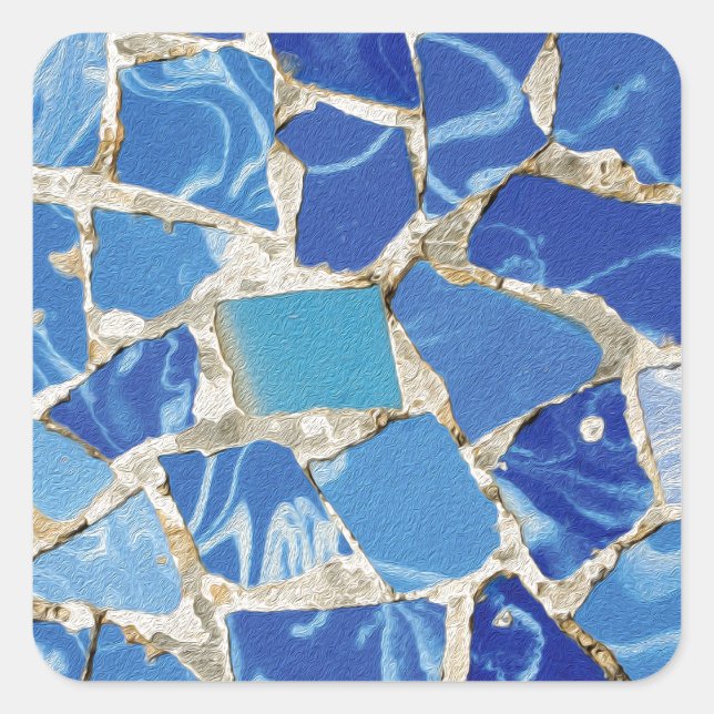 Gaudi Mosaics With an Oil Touch Square Sticker (Front)