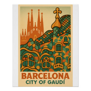Gaudí’s Retro Dream – Barcelona Travel Poster