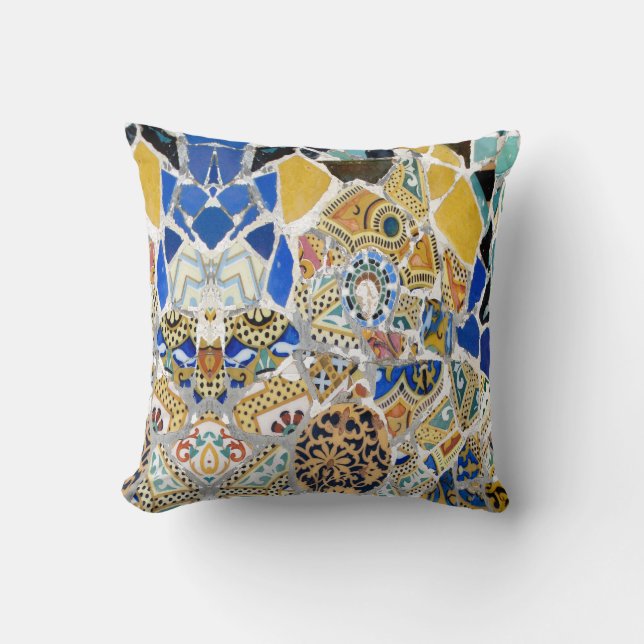 Gaudi Yellow Tiles - Mirror Throw Pillow (Front)
