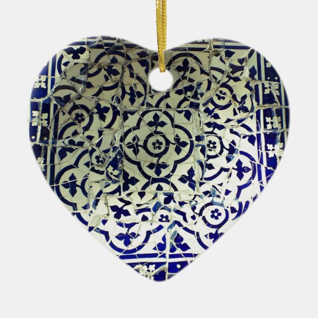 Gaudi's Park Guell Mosaic Tiles Barcelona Ceramic Ornament (Front)