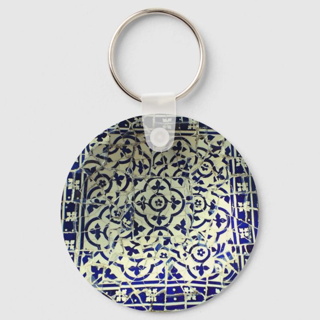 Gaudi's Park Guell Mosaic Tiles Barcelona Keychain (Front)