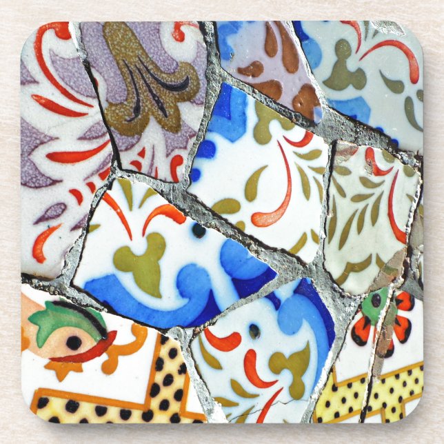 Gaudi's Park Guell Mosaic Tiles Coaster (Front)