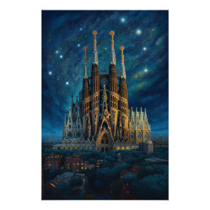 Gaudi's Starry Dream   Barcelona Sagrada Familia Poster
