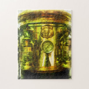 Gauge and Two Brass Lanterns on Fire Truck Jigsaw Puzzle