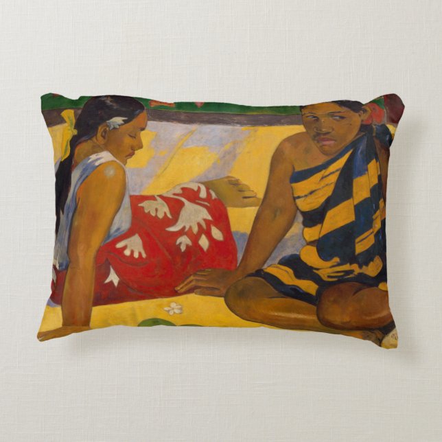 Gauguin French Polynesia Tahiti Women Painting Accent Pillow (Back)