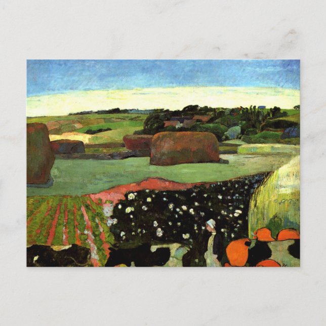 Gauguin - Haystacks in Brittany, Paul Gauguin art Postcard (Front)