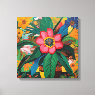 Gauguin Inspired Orange Green Floral Canvas Print