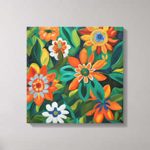 Gauguin Inspired Orange Green Floral Canvas Print