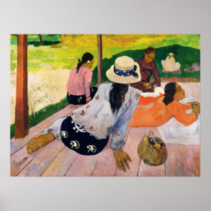 Gauguin La Sieste Affiche d'art tahitienne vintage