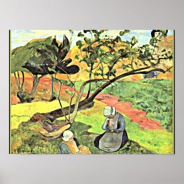 Gauguin - Landscape with Breton Women Poster (Front)