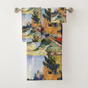 Gauguin Les Alyscamps,Tree Path Church Landscape Bath Towel Set