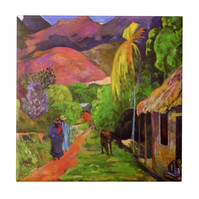 Gauguin Road in Tahiti Tile (Front)