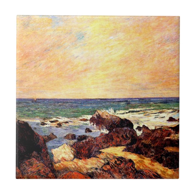 Gauguin - Rocks and Sea, fine art, Tile (Front)