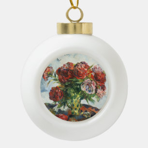 Gauguin Still Life with Peonies Vintage Art Print Ceramic Ball Christmas Ornament