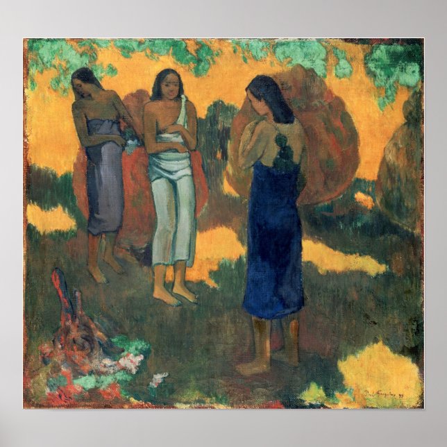 Gauguin - Tahitian Women, Yellow Background 1899 Poster (Front)