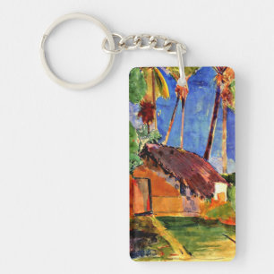 Gauguin - Thatched Hut under the  Palms Keychain