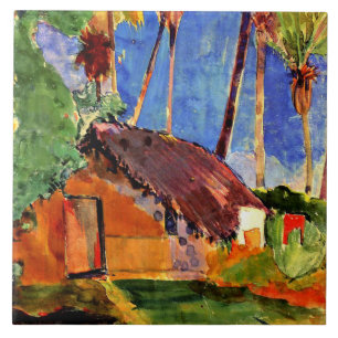 Gauguin - Thatched Hut under the Palms Tile