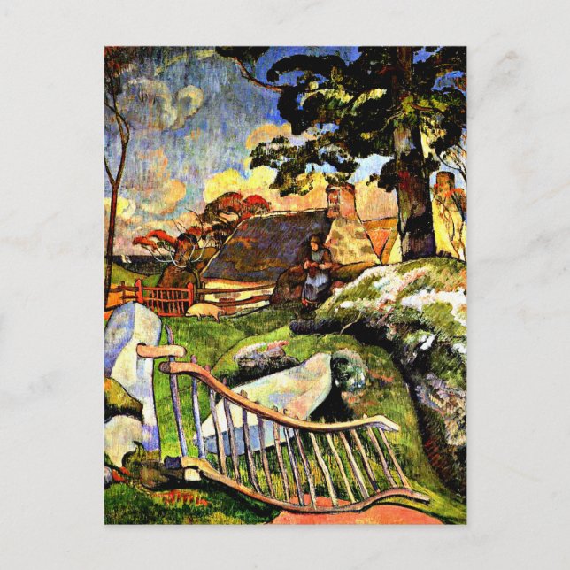 Gauguin - The Wooden Gate, the Pig Keeper Postcard (Front)