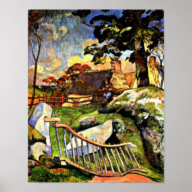 Gauguin - The Wooden Gate, the Pig Keeper Poster (Front)