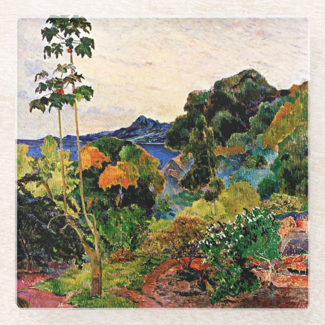 Gauguin - Tropical Vegetation Poster Glass Coaster (Front)