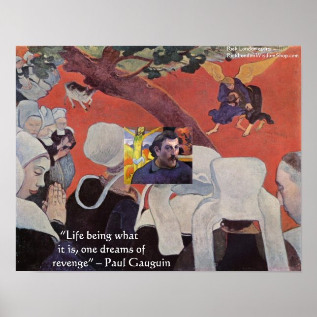 Gauguin Unique Affiche Après Le Sermon Avec Citati (Devant)