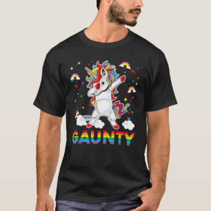 Gaunty Gay Aunt Magical Dabbing Unicorn Lgbt Gay L T-Shirt